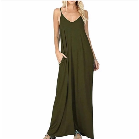 LETARTE Women/'s Palm Tree Star Fish Green Spaghetti Strap Beaded Maxi Dress Sz S